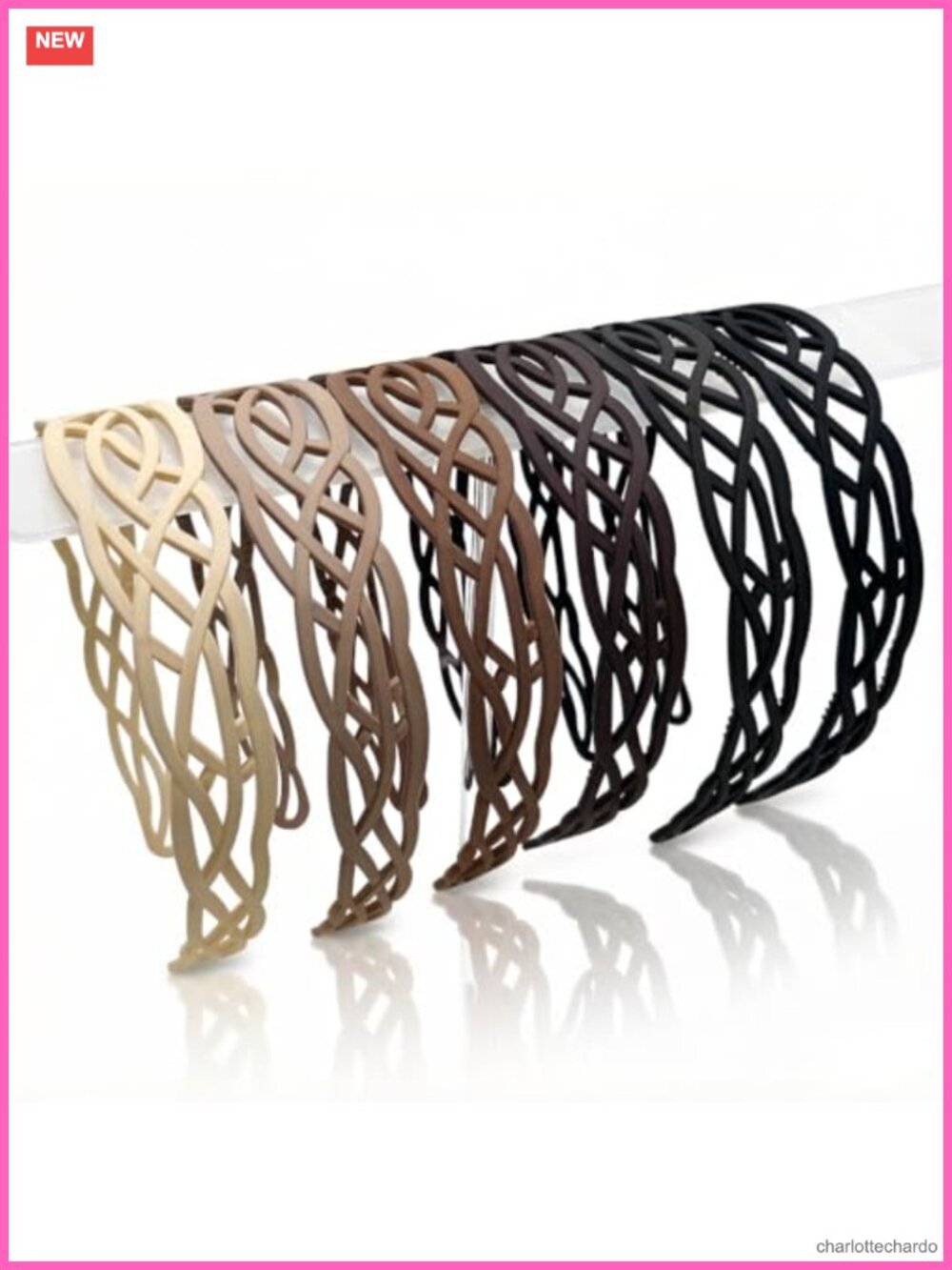 Lattice Design Plastic Headbands Set Neutral Color Hairband 6 Pack